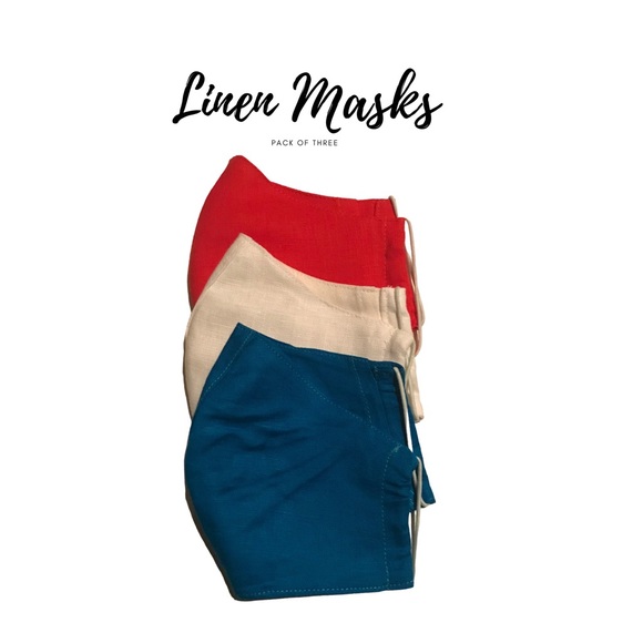 3 Pack of Linen Face Masks, Red, White and Blue. - Picture 5 of 15
